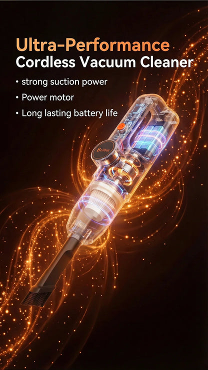 Cordless Portable Handheld Vacuum Cleaner, Mini Wireless Car Vacuum Cleaner with Ergonomic Handheld Design, High Power Strong Suction Rechargeable Handheld Vacuum for Car Household Dust Debris Pet Hair Removal One-Key LED Lig