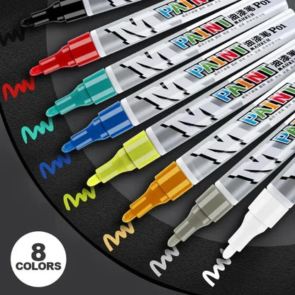 Car Paint Scratches Repair Brush Pen Waterproof Water Paint Marker Pen Car Tire Tread Care Automotive Black White Red Silver