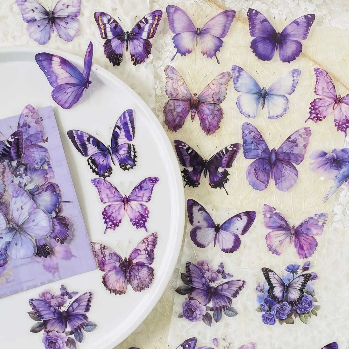 Journamm 40pcs ET Butterfly Stickers Scrapbook Supplies Creative Hand Account Materials Decoration DIY Stickers Junk Journal