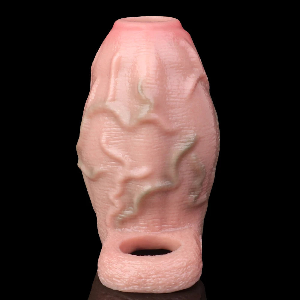 FAAK Silicone Penis Sleeve Ring Realistic Hollow Dildo Size S M Dildo Sheath Delay Ejaculating Cock Enlarger Sex Toys For Men
