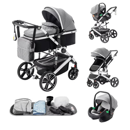 Baby Stroller 3 in 1 Luxurious Portable Travel Baby Carriage Fold Pram High Landscape Aluminum Frame Newborn Infant Stroller