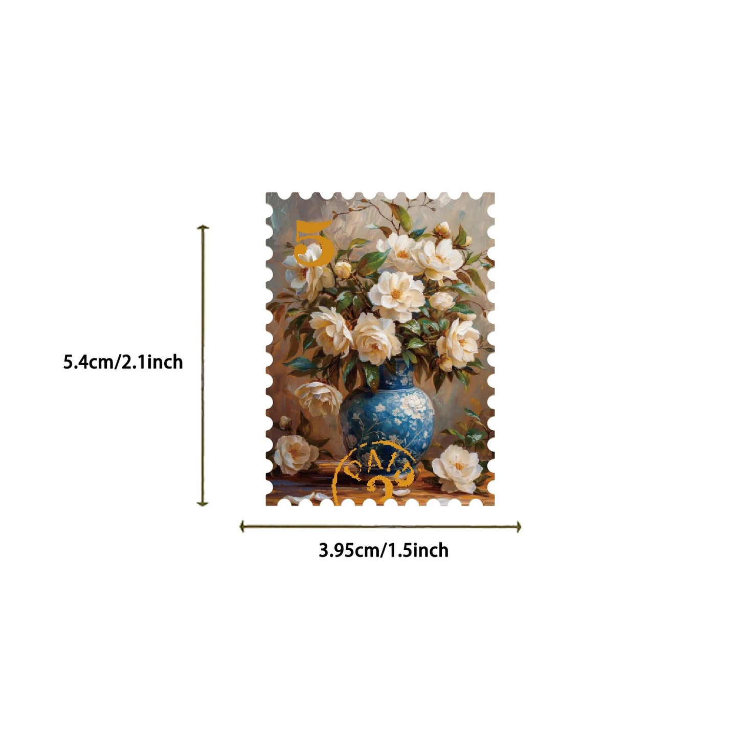 50Pcs Retro Flower Stamps Aesthetic Stickers Graffiti Decals for Scrapbooking Notebook Travel Luggage Bike Phone Sticker﻿