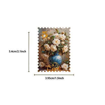 50Pcs Retro Flower Stamps Aesthetic Stickers Graffiti Decals for Scrapbooking Notebook Travel Luggage Bike Phone Sticker﻿