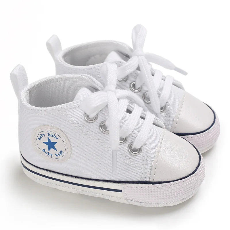 Print Star Sports Baby Canvas Classic Sneakers Newborn Baby Boys Girls First Walkers Shoes Infant Toddler Anti-slip Baby Shoes