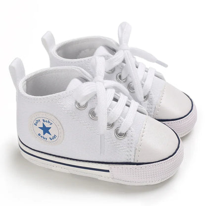 Print Star Sports Baby Canvas Classic Sneakers Newborn Baby Boys Girls First Walkers Shoes Infant Toddler Anti-slip Baby Shoes