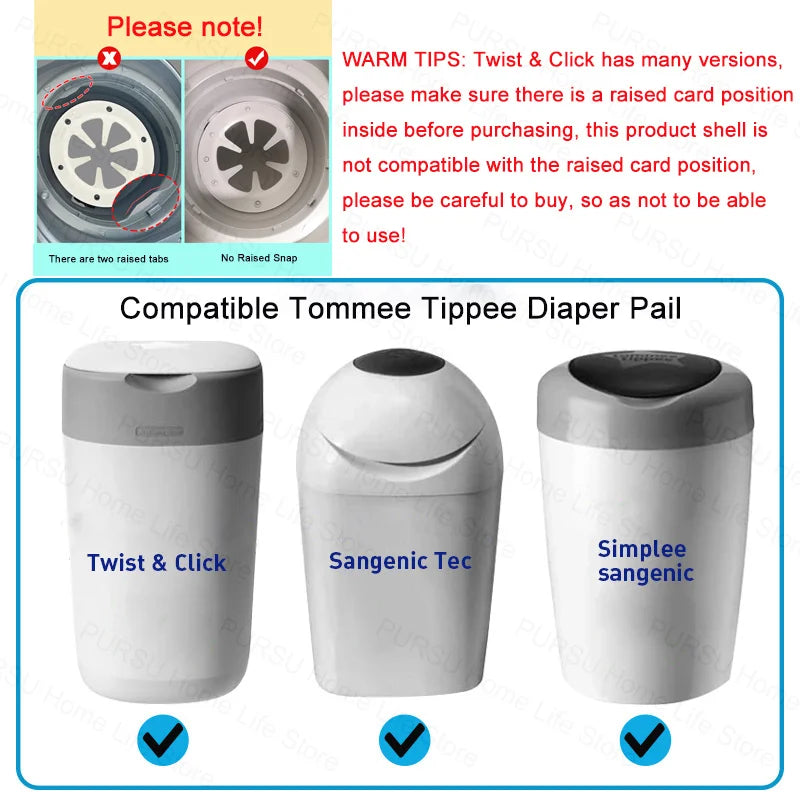 Diaper Pail Garbage bag Compatible with Tommee Tippee Sangenic Simplee and Twist&click and Sangenic Tec Pail Replacement Bag