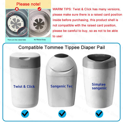 Diaper Pail Garbage bag Compatible with Tommee Tippee Sangenic Simplee and Twist&click and Sangenic Tec Pail Replacement Bag