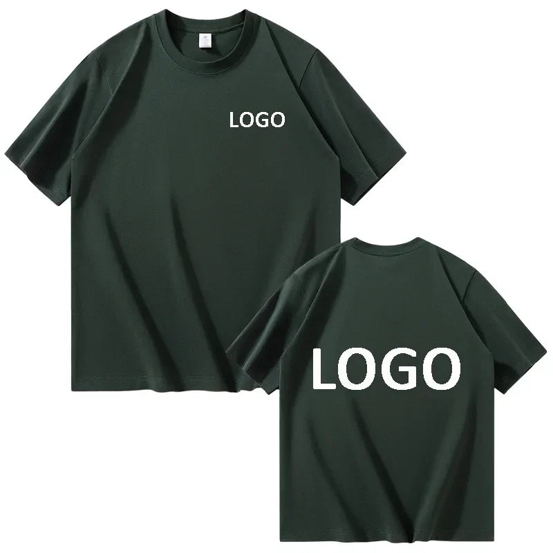 European Size 100% Pure Cotton Custom Men's T-Shirt Front and Back Logo Text Photos, Summer Breathable Short Sleeved Top2025
