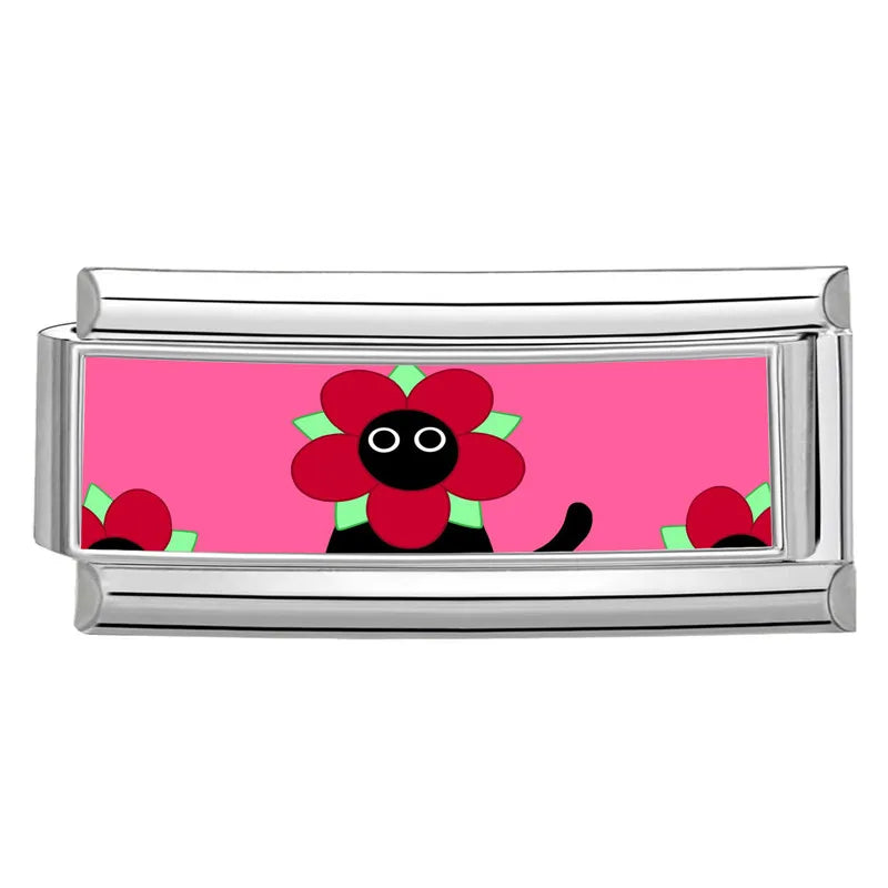 Y2K Red Pink Heart Dog Cat Flowers Italian Charm Link Fit 9mm Stainless Steel Jewelry DIY Making Bracelets For Gifts