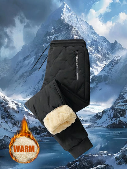 Winter Sweatwear Men Plush Thick Fleece Sweatpant Lambswool Thermal Trousers Casual Pants Waterproof Windproof Warm Cotton Pants