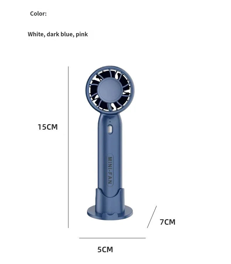 Summer Mini Handheld Fan USB Rechargeable Portable High-speed Motor Small Desktop Stand Turbo Fan for Travel Outdoor Activeity