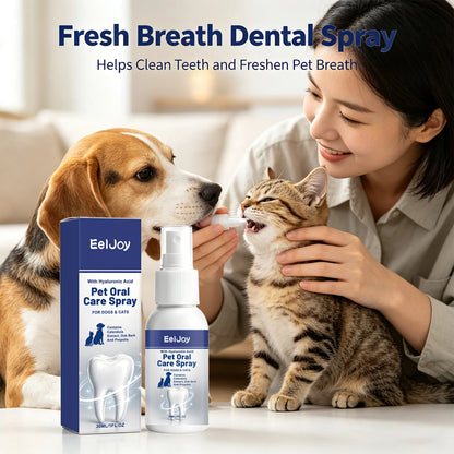 EELJOY Pet Oral Care Spray Removing Dental Plaque Reduce Oral Odor Freshen Breath Soothing Gums Natural Pet Teeth Cleaning Spray