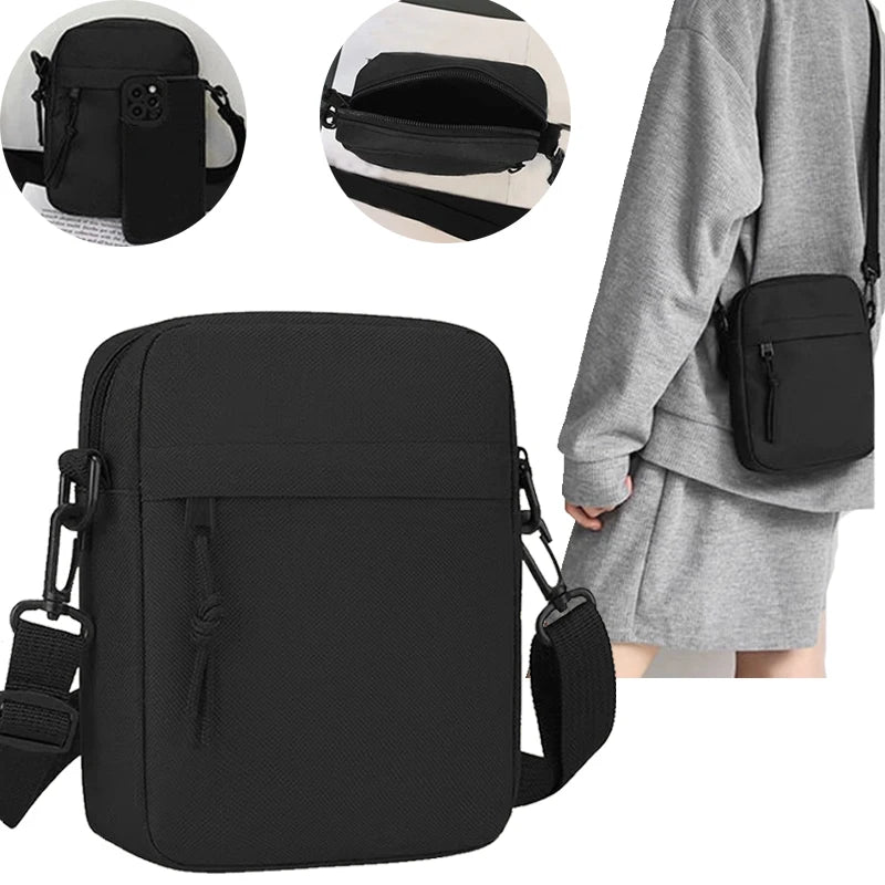 Men's and Women's Single-Shoulder Bags, Crossbody Bags, Solid-Colored Single-Shoulder Small Bags, Lightweight Mobile Phone Bags