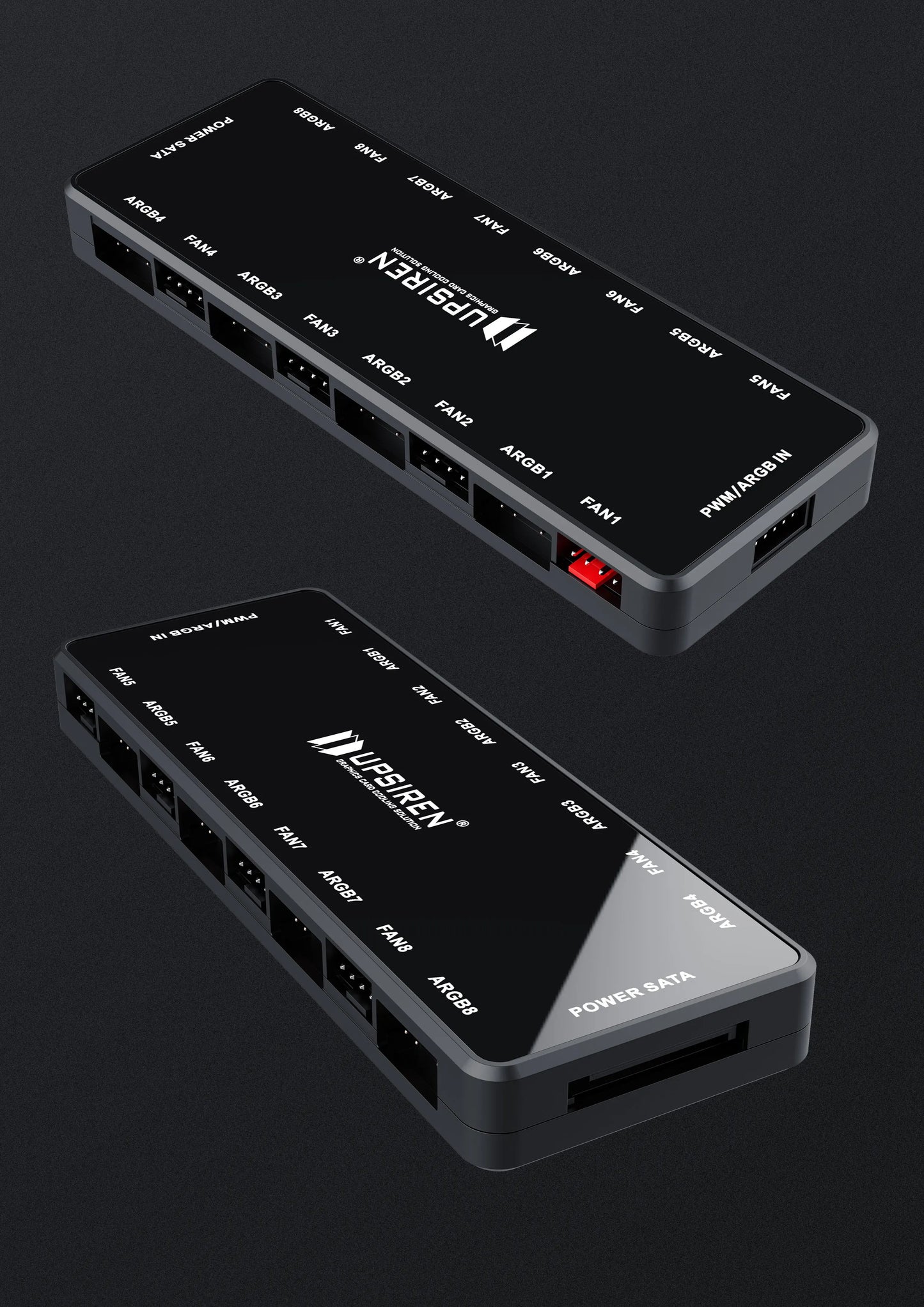 UPSIREN HU-8 Chassis Fan Hub，8 Sets of ARGB and PWM Interfaces,Bottom magnetic design，Support motherboard synchronization