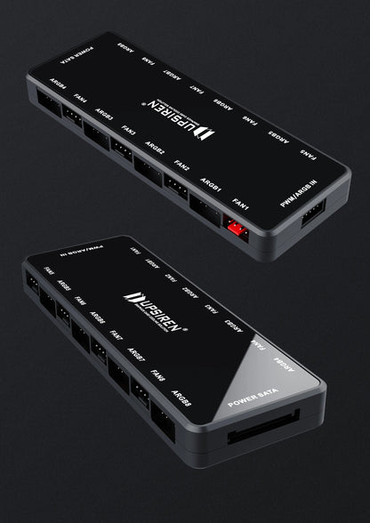 UPSIREN HU-8 Chassis Fan Hub，8 Sets of ARGB and PWM Interfaces,Bottom magnetic design，Support motherboard synchronization