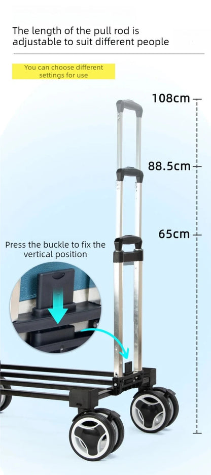 Pet Travel Luggage Cart with Folding Handlebar - Durable Oxford Fabric, Large Capacity, Breathable Mesh, Quiet Wheels