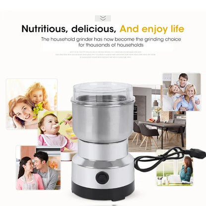 Mini Electric Grinder 300ml Ultrafine Pulverizer for Baby Food Coffee Spice Pepper Grain Mill with 2/4 Blades Household Use