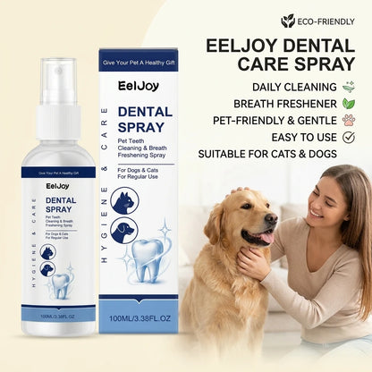 Pet Dental Care Spray Remoce Plaque & Tartar Buildup Reduce Odor Soothe Inflamed Sensitive Gums No Brushing Teeth Cleaning Spray