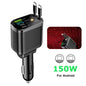 5 In 1 Car Charger 66W Max with Retractable Cable PD30W+2.4A Voltage Display Super Fast Charging 22.5W for iPhone & Android