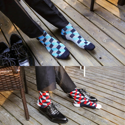 5 Pairs Novelty Men's Cotton Colorful Pattern Funny Fashion Happy Crew Dress Socks