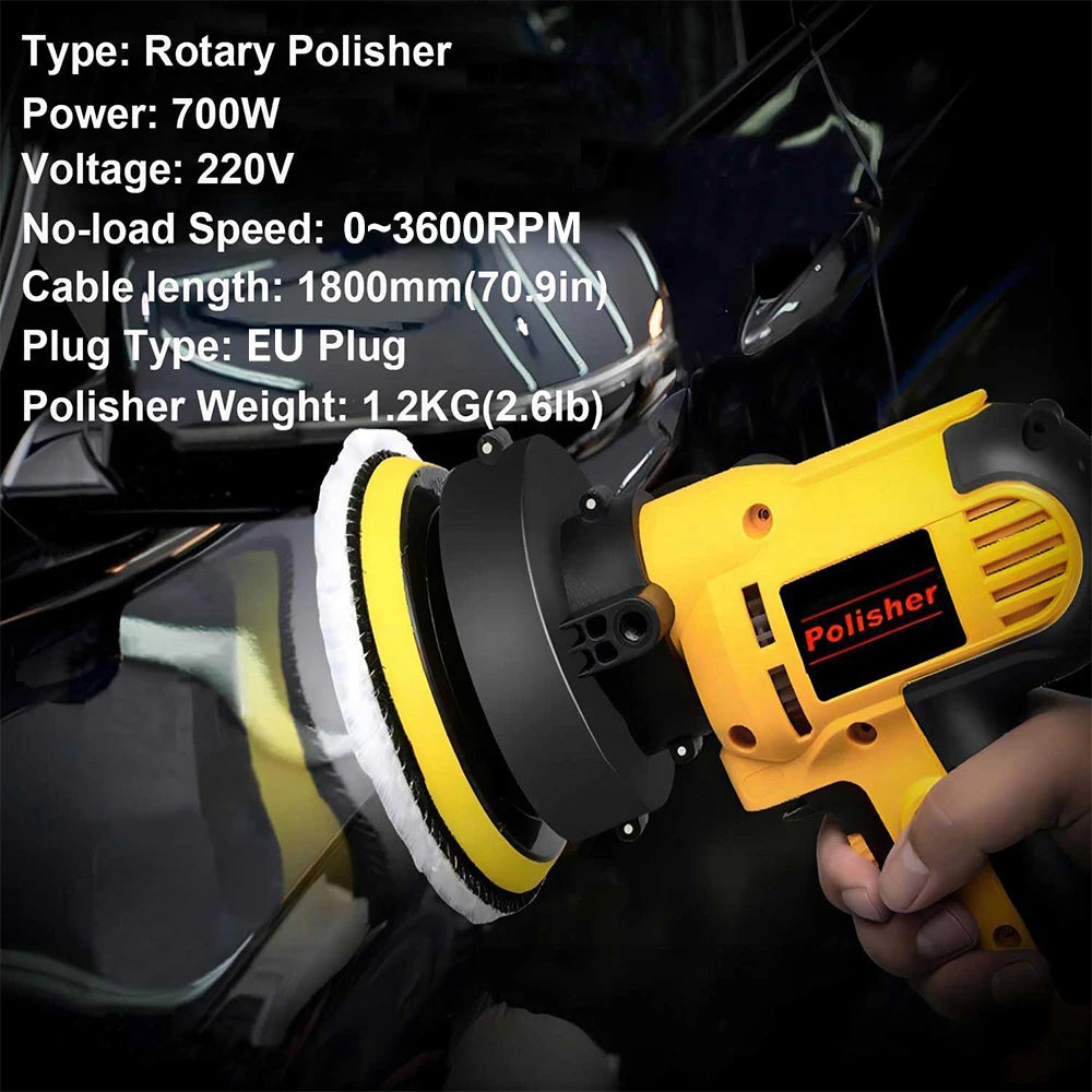 Podofo Car Polisher 0-3600 RPM 700W Electric Polishing Tool Variable Speed Car Polishing Machine for Car Waxing Sealant Coating