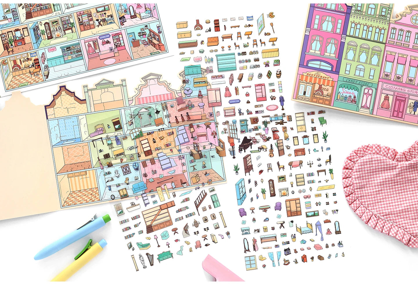 Kawaii College of Fine Arts 3D Candy Apartment Landscape Sticker  DIY Pocket Cabin Scene festival gift