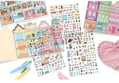 Kawaii College of Fine Arts 3D Candy Apartment Landscape Sticker  DIY Pocket Cabin Scene festival gift