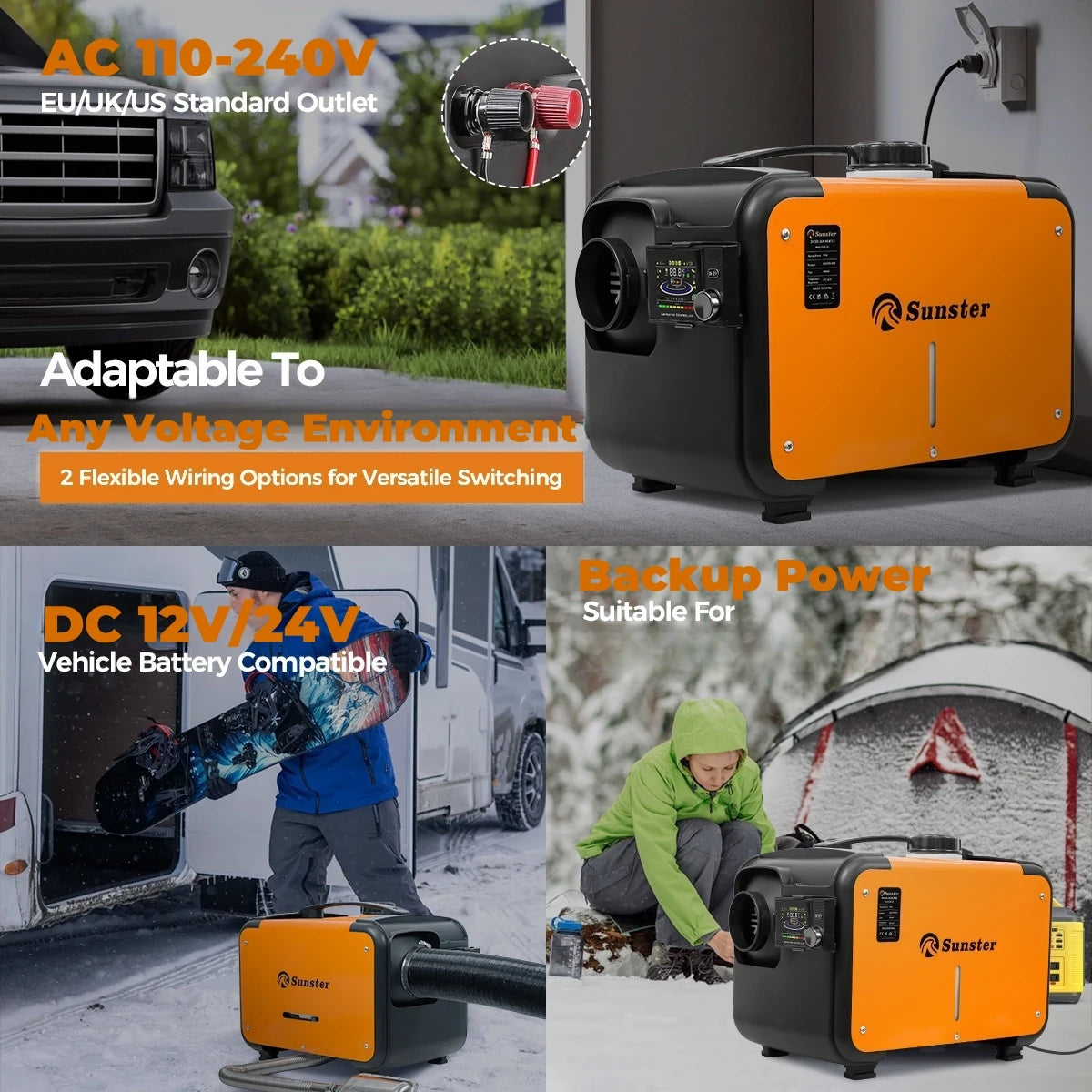 8KW 12V&24V&110-240V Diesel Air Heater With Bluetooth App,LCD Switch,24Hours Timing For Car Trailer Truck Diesel Parking Heater