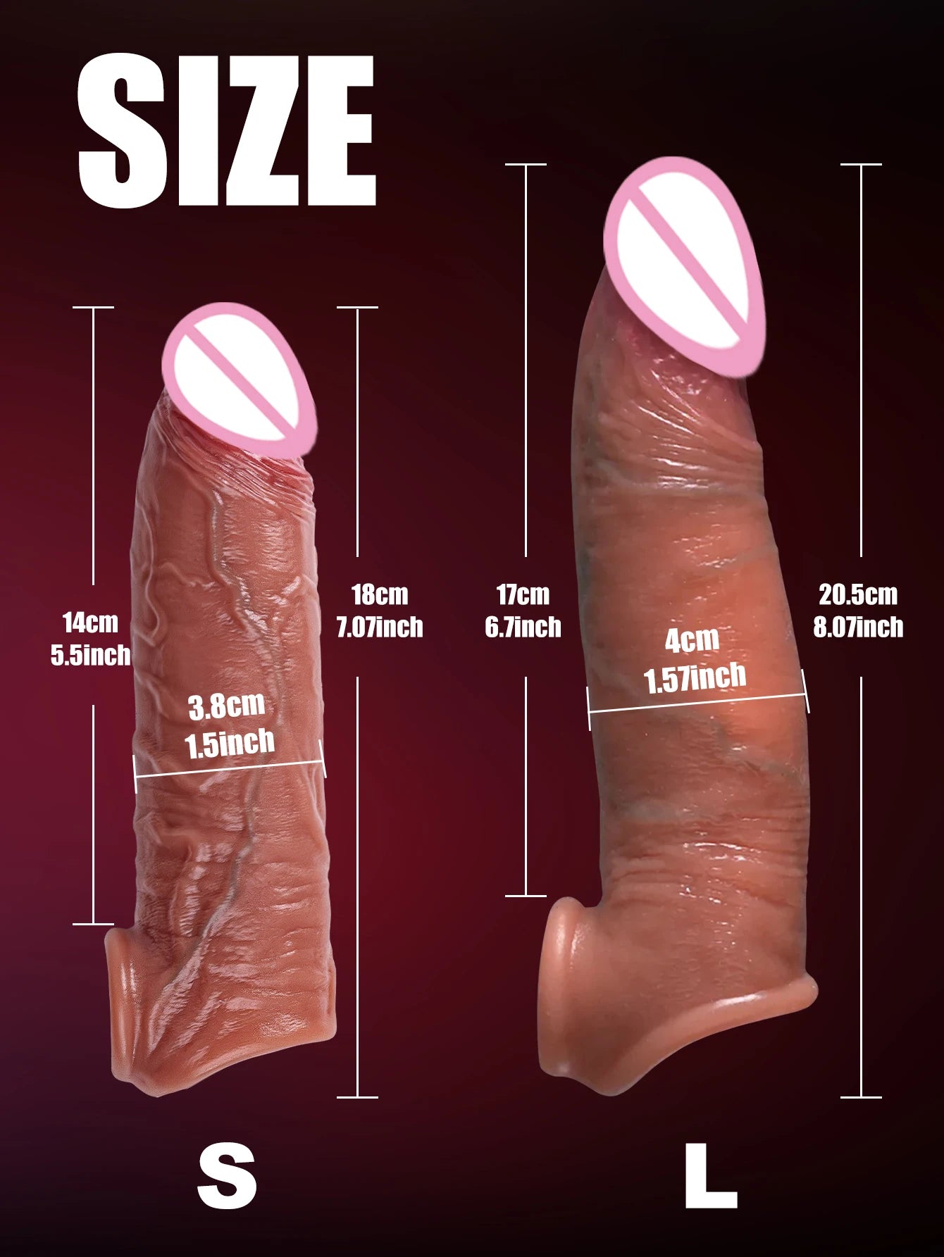 Realistic Super Huge Penis Sleeve Big Growth Penis Delayed Ejection Extend Penis Reusable Enlarger Silicone Condom Male Sex Toy