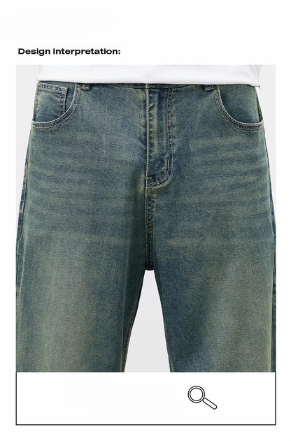2025Spring Autumn New Men Straight Vintage Fit Jeans Casual Trousers High Quality Male Korean Fashion Baggy Wide Leg Denim Pants