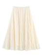 HH Women Elastic Waist Pleated Maxi Skirt Flowy A Line Pleated Long Skirt In Yellow White Pink For Spring Summer Beach Vacation