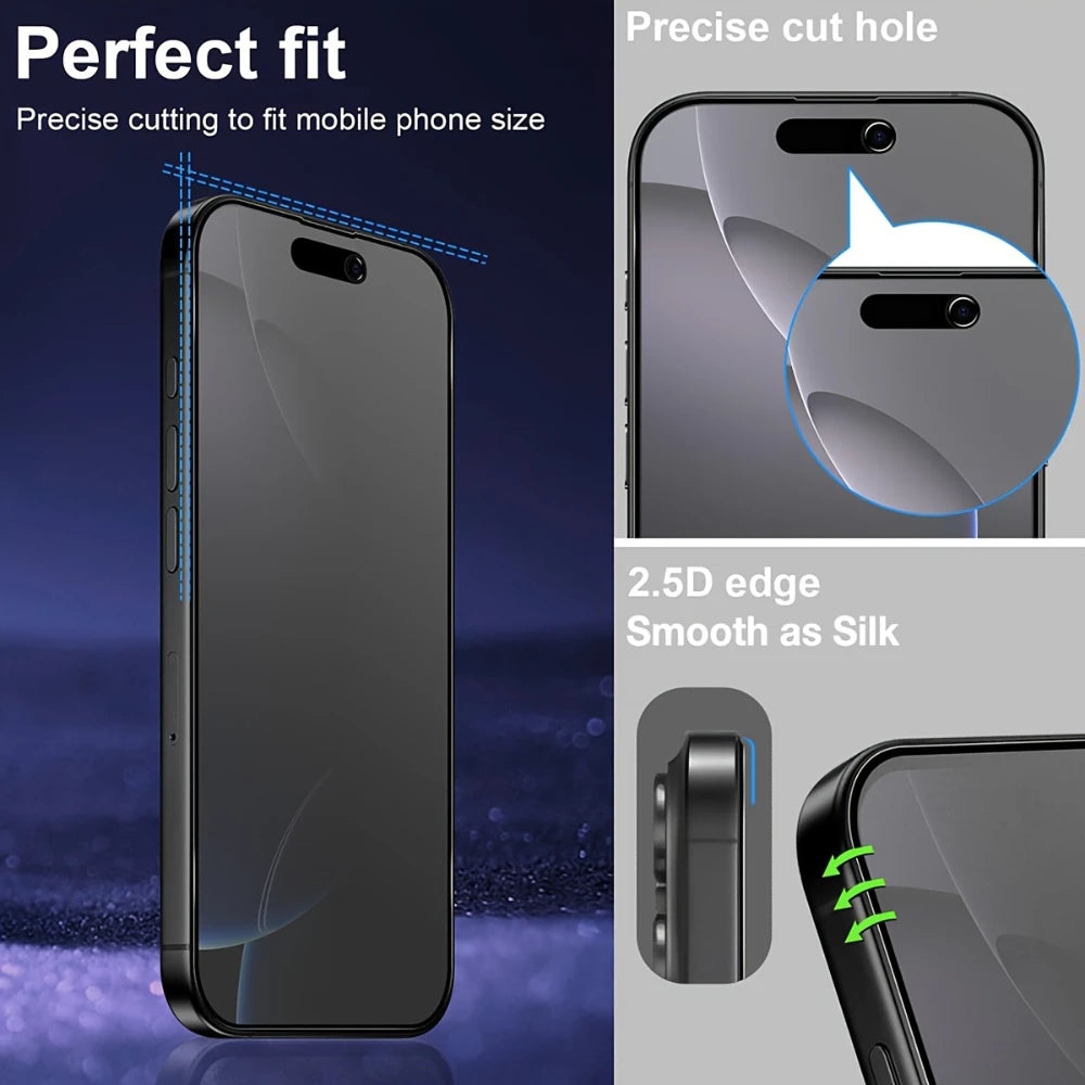 NNBILI 2Pcs Privacy Matte Frosted Ceramic Screen Protectors Designed for iPhone 18 17 16 15 14 13 12 11 Pro Max 17e Full Coverag