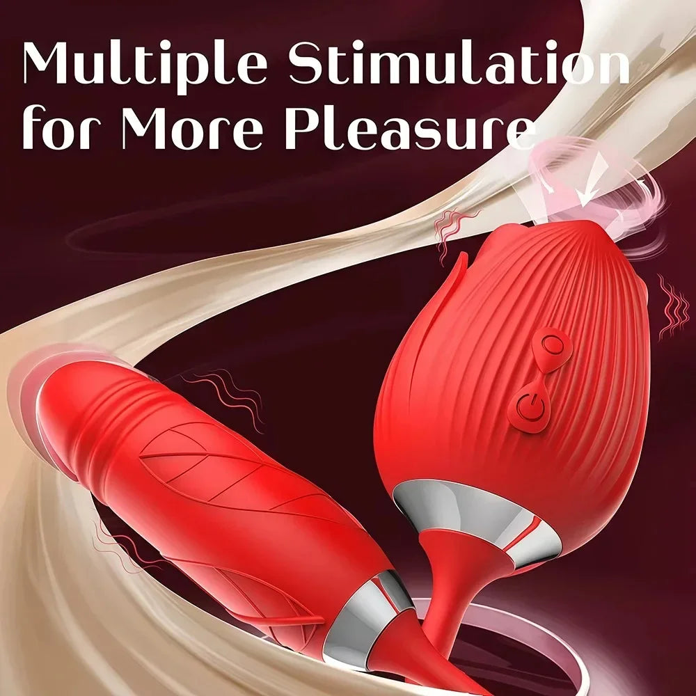 3in1 Thrusting Anal Vibrator Female Rose Sucking Clitoris Stimulator Dildo Licking Vagin Massager Masturbator Sex Toys for Women