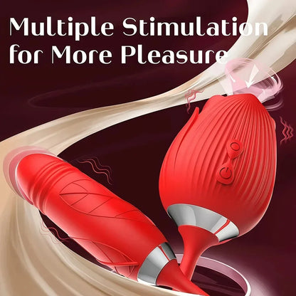 3in1 Thrusting Anal Vibrator Female Rose Sucking Clitoris Stimulator Dildo Licking Vagin Massager Masturbator Sex Toys for Women