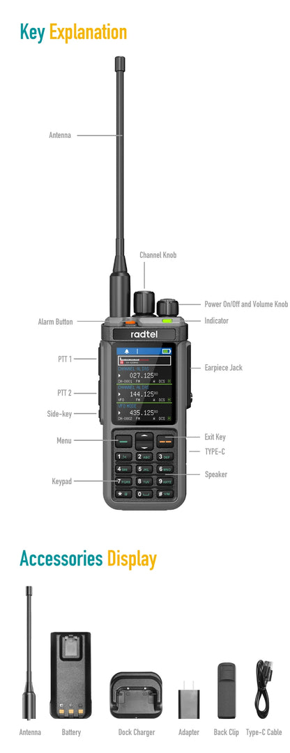 Radtel RT-880G 10w APRS+GPS Ham Radio with Cross Band Repeater Short Wave HF SSB CB  Walkie Talkie  AM USB LSB CW 1024 Channels