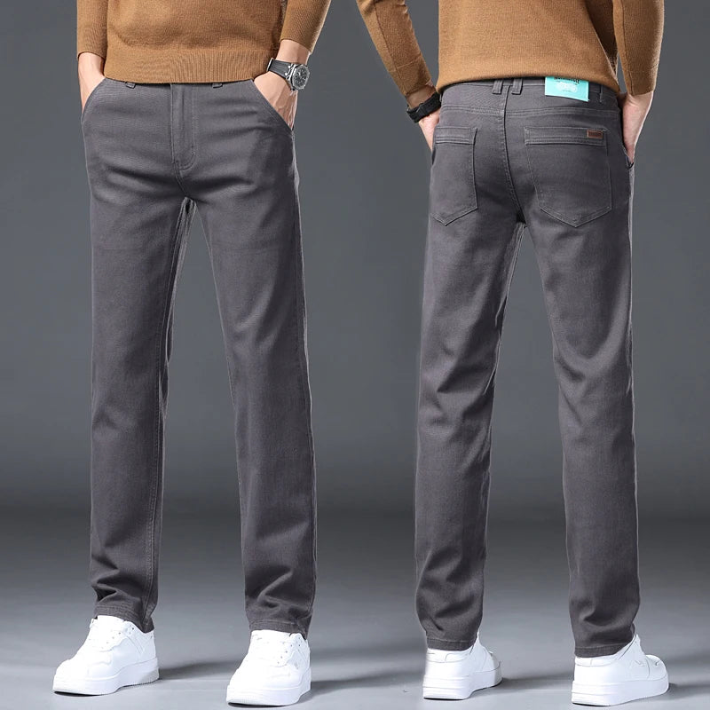 Classic Style 3 Colors Autumn Men's Slim Brown Jeans High Quality Business Casual High Stretch Denim Pants Male Brand Trousers