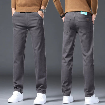 Classic Style 3 Colors Autumn Men's Slim Brown Jeans High Quality Business Casual High Stretch Denim Pants Male Brand Trousers