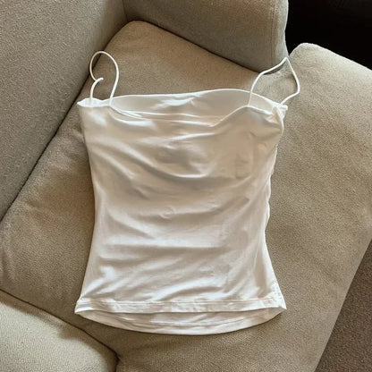 Women With Built In Bra Spaghetti Strap Tanks Summer Camis Tank Casual Tops  For Woman Solid Color Female Korean Style