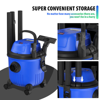 DayPlus Industrial Vacuum Cleaner Hoover Wet and Dry 4800W Powerful Suction Bagless, 16Kpa, 15 Litre Capacity, 4 Caster Wheels