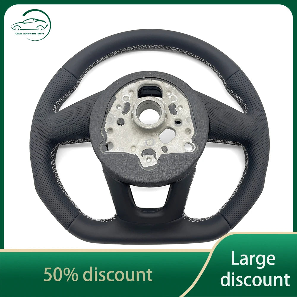 For Audi RS3 RS4 RS5 A3 A4 B9 A5 S3 S4 S5 2017-2020 Half perforated white leather steering wheel