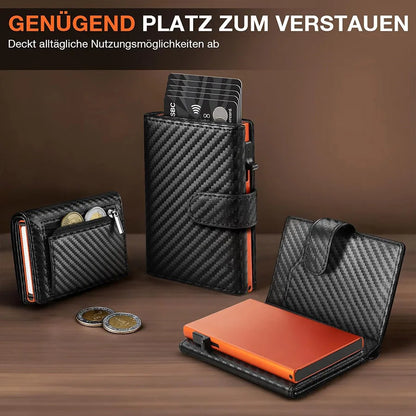 Pop Up Wallet with Coin Compartment RFID Protection Credit Card Holder Wallet for Men