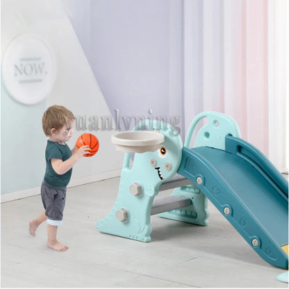 3 in 1 Kids Slide Climber with Basketball Hoop Toddler Indoor Playground Activity Center Baby Sports Toys for 1-3 Years Old
