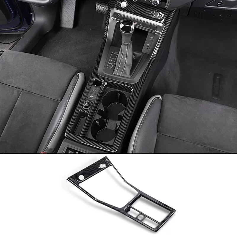 FOR Audi Q3 2019 -2022 Car Carbon fiber style Console Gear Shift Frame Cover Trim Interior accessories  Auto Integral interior