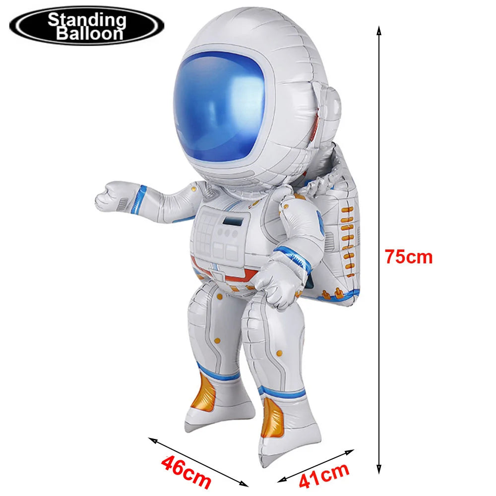 Blue Planet Astronaut Space Disposable Tableware Kids Birthday Table Decorations Paper Plate Cup Napkin Astronaut Rocket Balloon