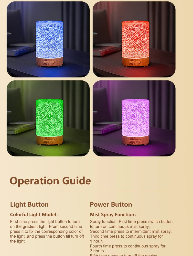 Essential Oil Aroma Diffuser Fragrance Cool Mist Difusor USB Powered Ultrasonic Air Humidifier with 7 Color LED Lights