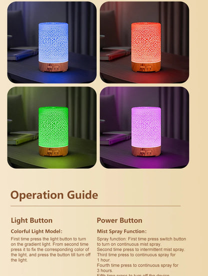 Essential Oil Aroma Diffuser Fragrance Cool Mist Difusor USB Powered Ultrasonic Air Humidifier with 7 Color LED Lights