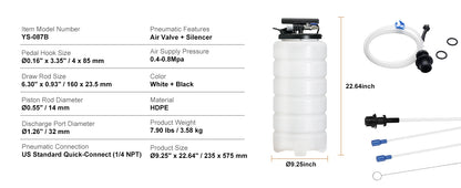 SucceBuy 6.5L/15L Pneumatic Fluid Extractor with Suction Hose Oil Changer Fuel Pump for Automotive Fluids Vacuum Evacuation