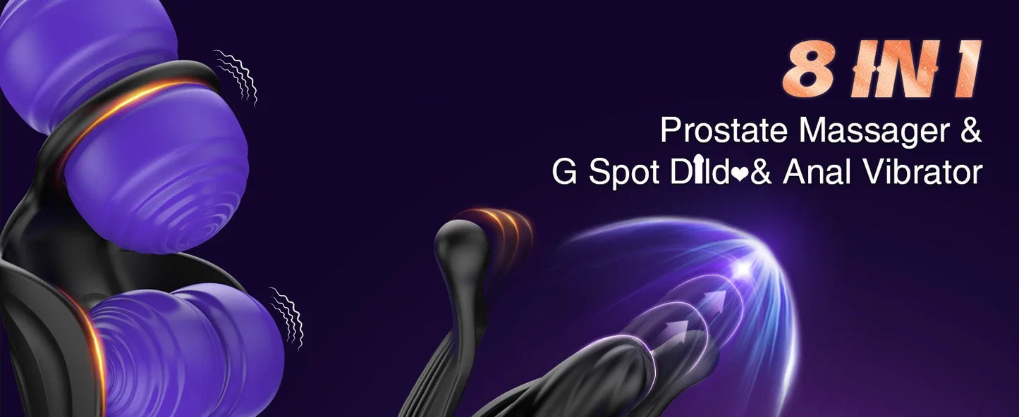 Prostate Massager Anal Plug with 9 Tension Shock Flapping Thrusting Vibrating Butt Plug APP Control Male Vibrator Adult Sex Toys
