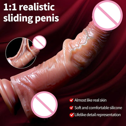 Realistic Dildo for Women Skin Sliding Foreskin Testicles Dildos Anal Vaginal Stimulation Strapon Penis Sex Toys for Female 18+
