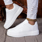 ZERJER Unisex Sneakers, New Arrival Large Size Classic Retro Men's Sports Skate Shoes, White Thick-Soled Tennis Shoes, Solid Col
